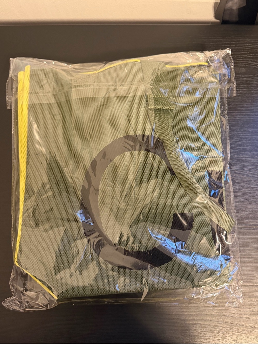 Olive Green Canvas Tote with Black Lettering